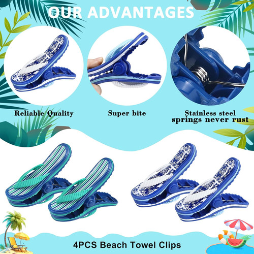 Beach towel clips 4 pack - 4,